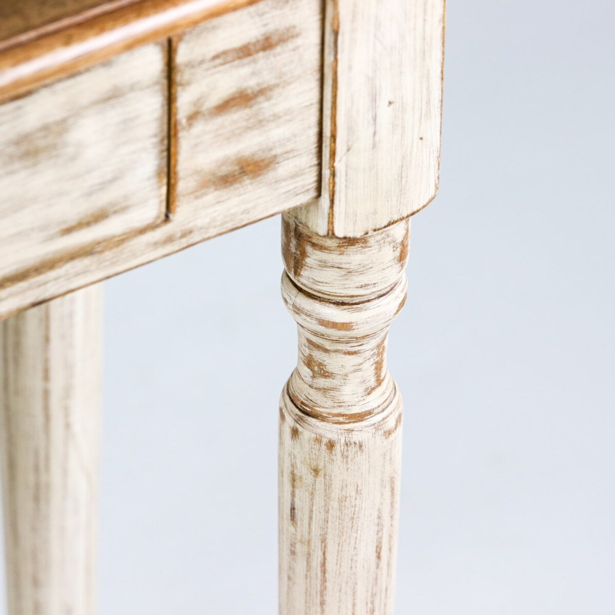 Tavolo consolle in legno di mango con finitira bianca 110x35x72 cm