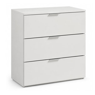 Cassettiera 3 Cassetti Comodino Senza Piedi Comò Mobile Camera Letto Salvaspazio Antigraffio Design Minimal Moderno Lavanderia 77x38x80 Cm Bianco