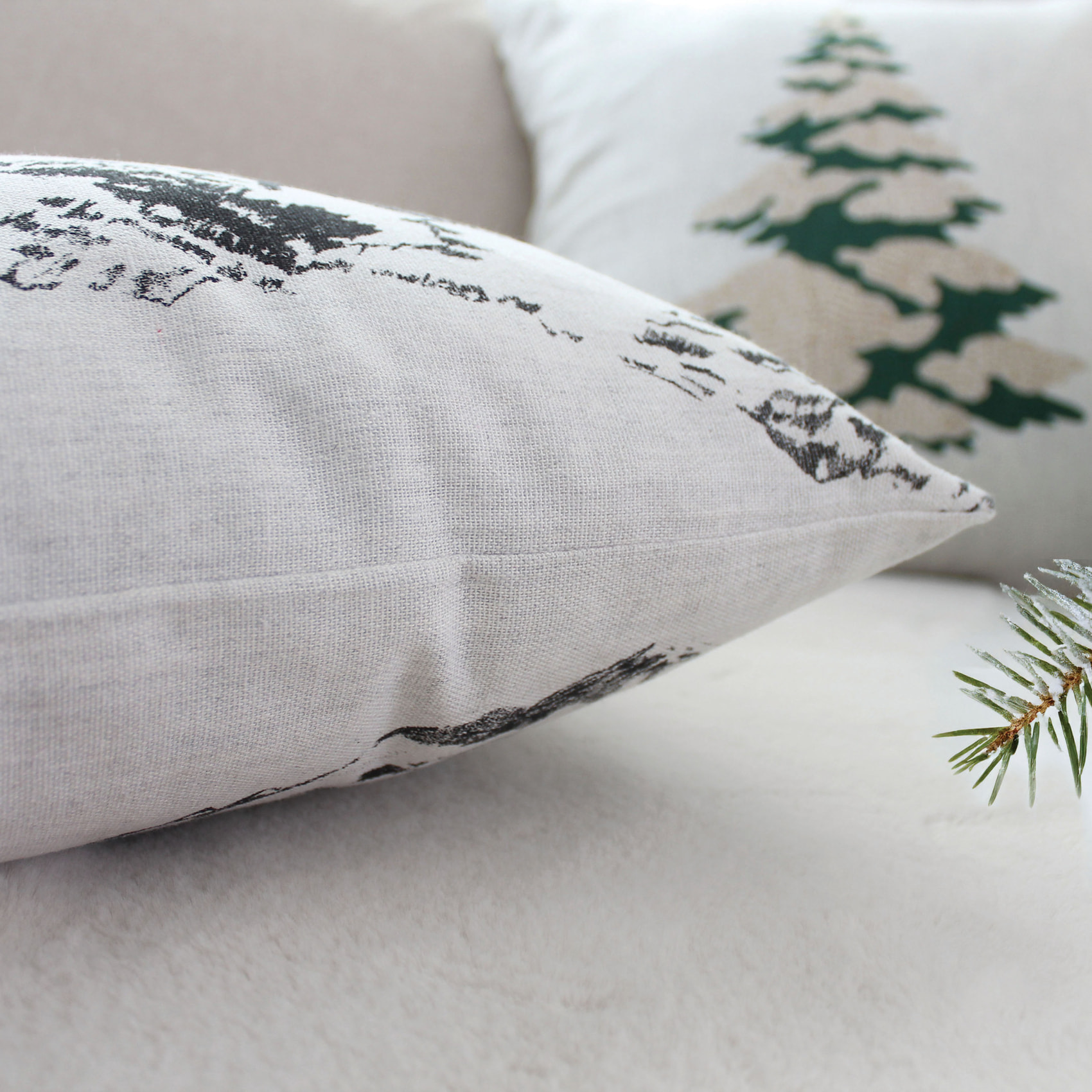 Coussin décoratif déhoussable style montagne - Gris anthracite