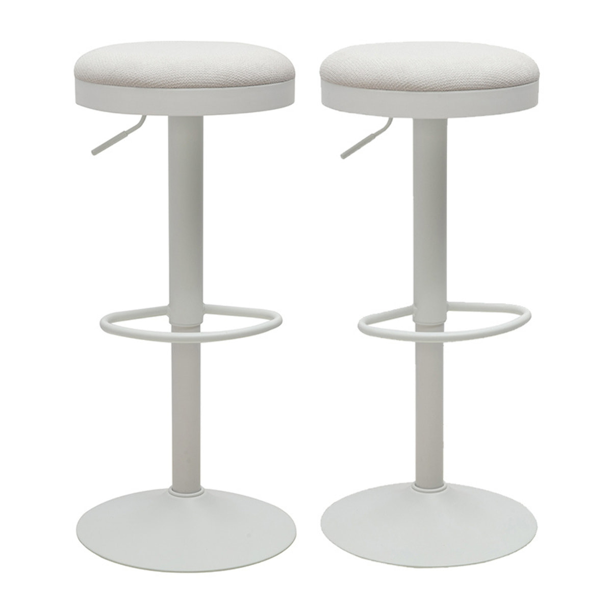 Tabourets de bar réglables en tissu chenille écru et métal (lot de 2) THOR