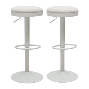 Tabourets de bar réglables en tissu chenille écru et métal (lot de 2) THOR