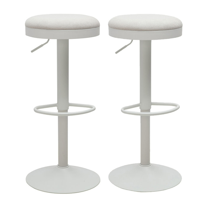 Tabourets de bar réglables en tissu chenille écru et métal (lot de 2) THOR