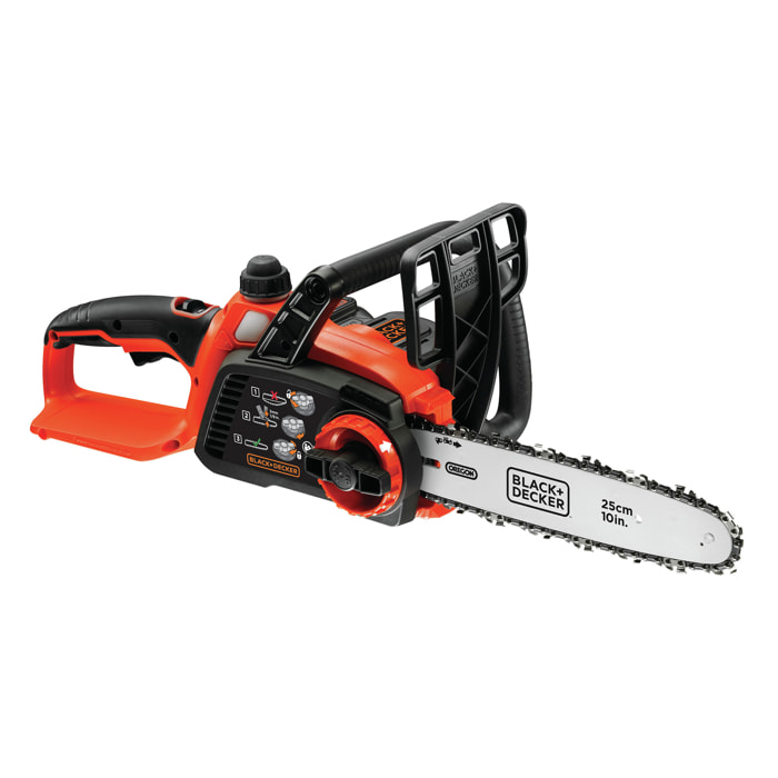Tronçonneuse sans fil - 25 cm - 18 V - 2 Ah - 1 batterie - Double interrupteur de sécurité et protection main BLACK+DECKER GKC1825L20-QW