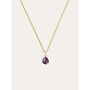 Collana placcata Oro Argento con ametista Birthstone