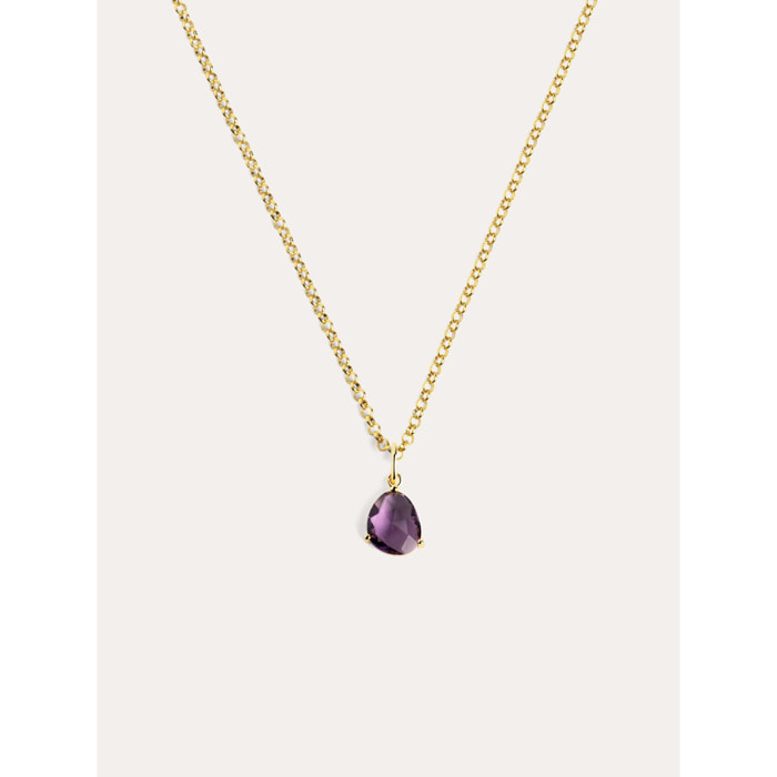 Collana placcata Oro Argento con ametista Birthstone