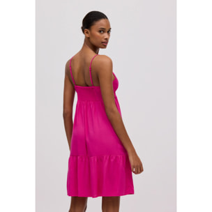 Abito midi svasato fucsia