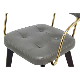 Sedia di design Manchester in ecopelle antracite e metallo oro