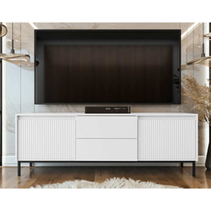 Girona - meuble tv - blanc - 2 portes et 2 tiroirs - 174 cm - Blanc