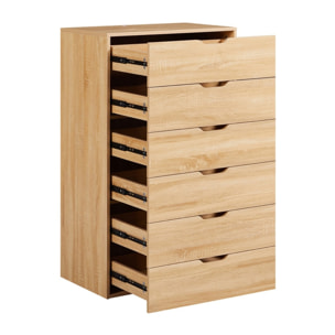 Cassettiera 6 cassetti in rovere naturale 68x40x115 cm - Sky