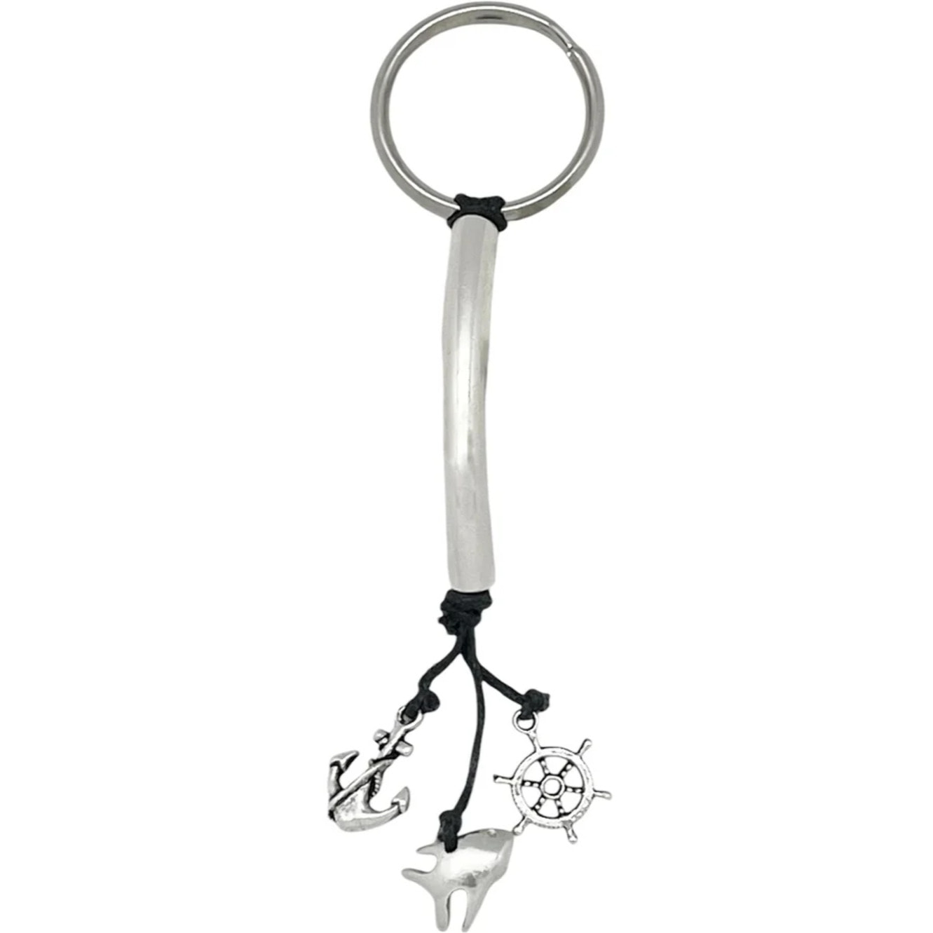 Llavero MiGuia eb negro y plata chapado