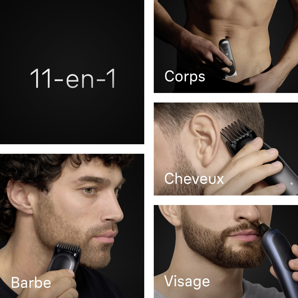 Braun Tondeuse Tout-En-Un Series 7, Kit 11-En-1, ProBlade, AutoSense, AIO7540, Bleu