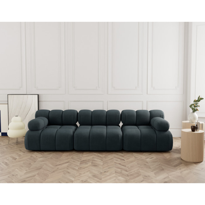 Ruby - canapé droit modulable 3 places en velours texturé - Noir