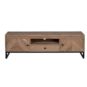 Mueble TV - madera de acacia y hierro - 160x40x50cm