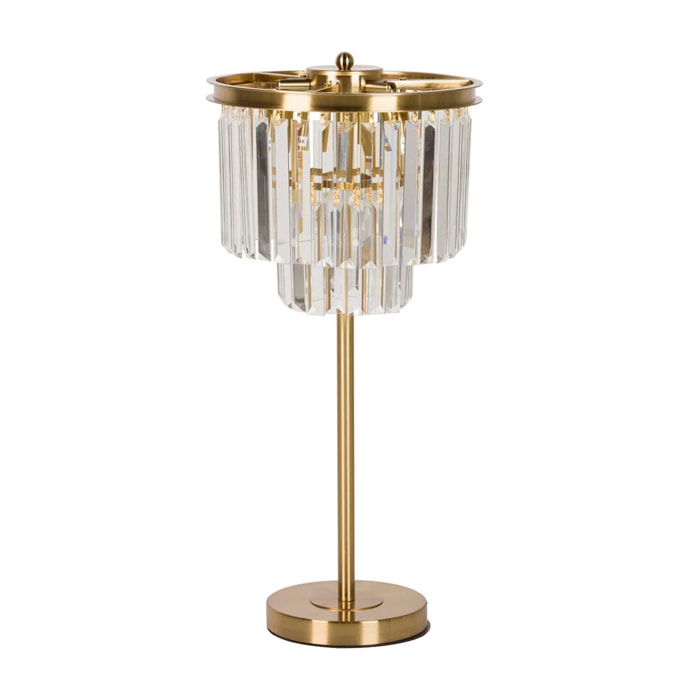 Lámpara Sobremesa Cristal Metal Dorado 30x30x60 Cm