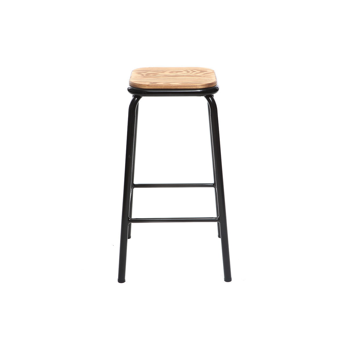 Tabourets de bar empilables noir et bois foncé H65 cm (lot de 2) MEMPHIS