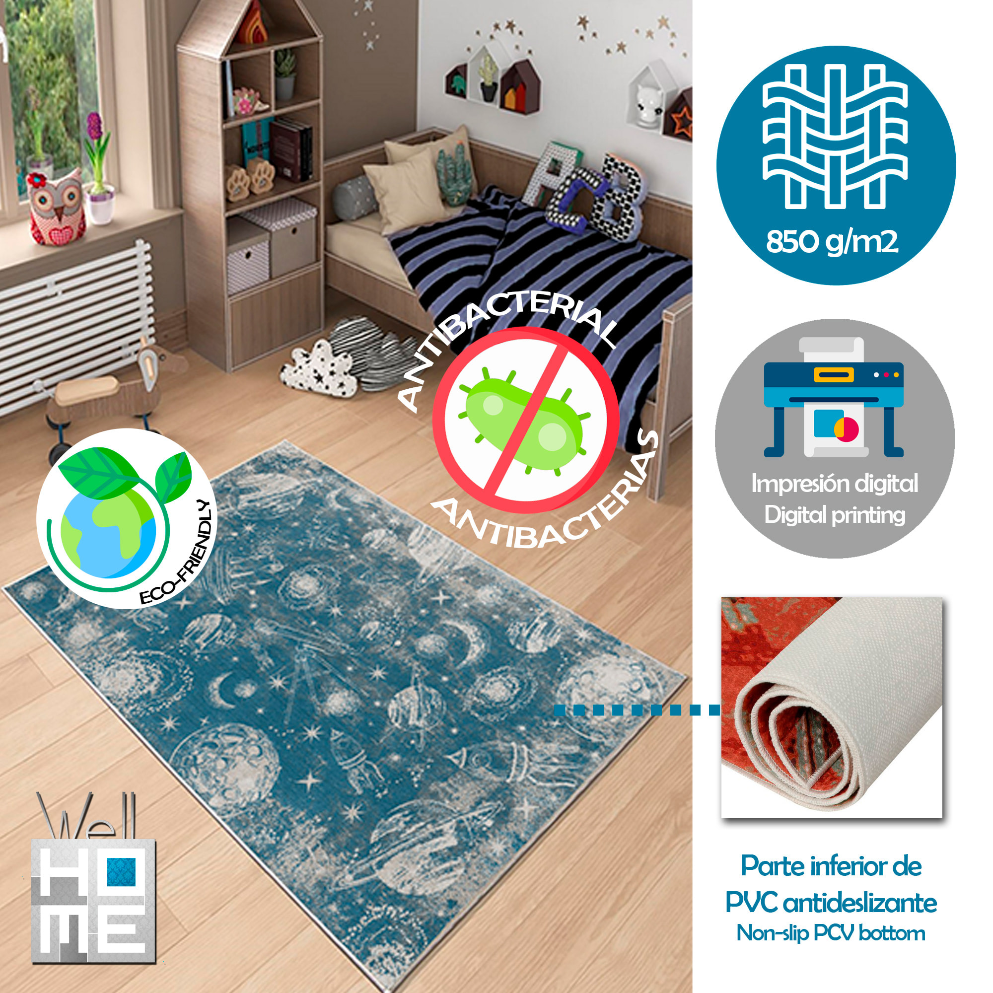 Alfombra de Poliester estampada 60 x 100cm