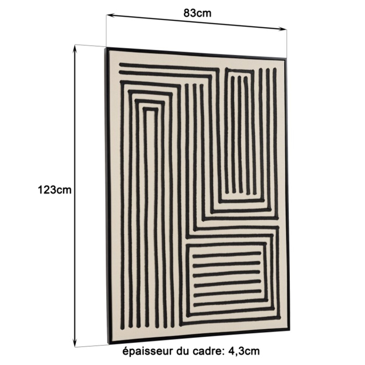 HOMER - Décoration murale C - 83x123cm lignes abstraites, cadre noir