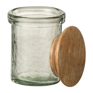 J-Line Pot Couvercle Verre/Bois Transparent