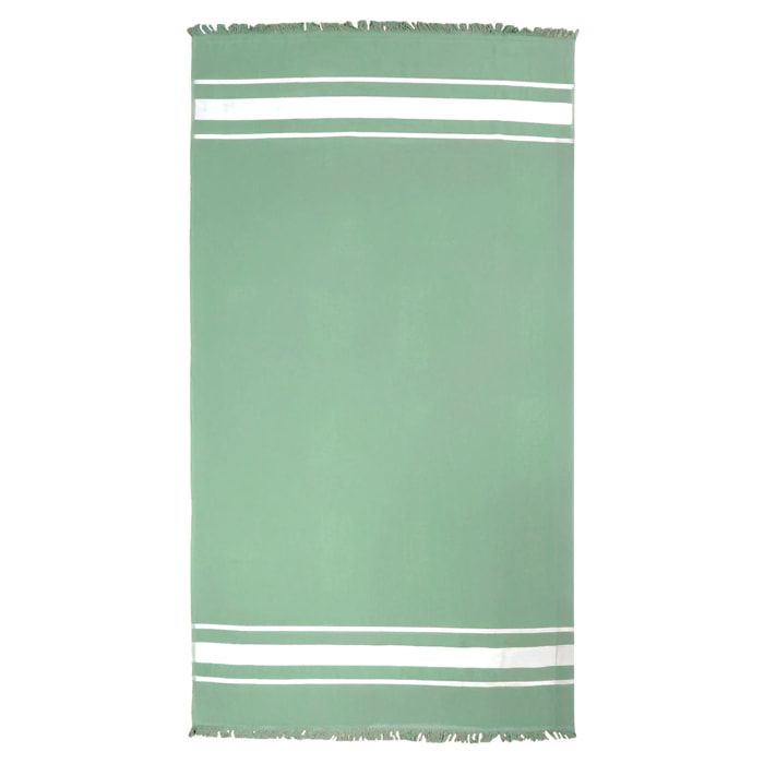 Fouta doublée éponge - Caraibes Fougère - 90x170cm - 340g/m²