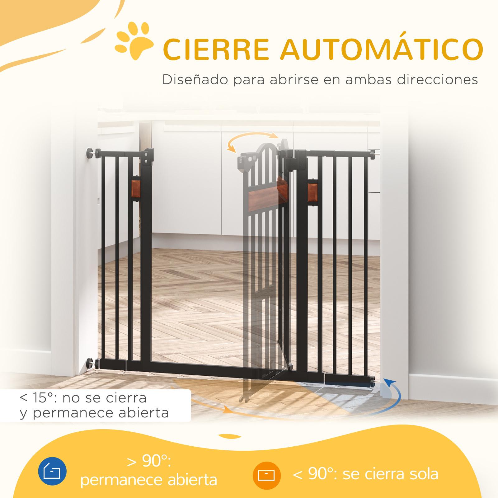 Barrera de Seguridad Perros para Puertas y Escaleras 74-105 cm con 2 Extensiones