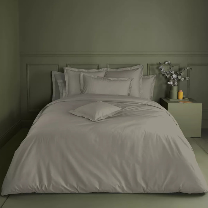Housse de couette percale de coton uni brun Olana pin
