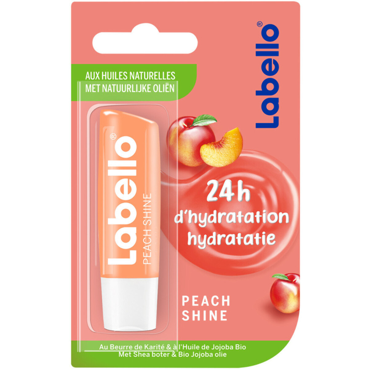 Pack de 2 - LABELLO - Stick soin des lèvres hydratant Huiles naturelles Pêche 5,5ml