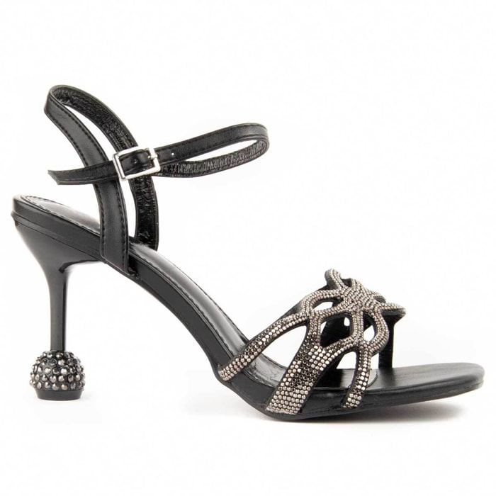 Sandalia De Tacón - Negro - Altura: 9 Cm