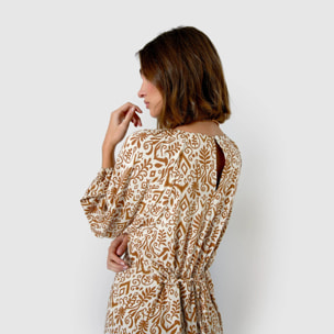 Vestido midi viscosa wulan marrón