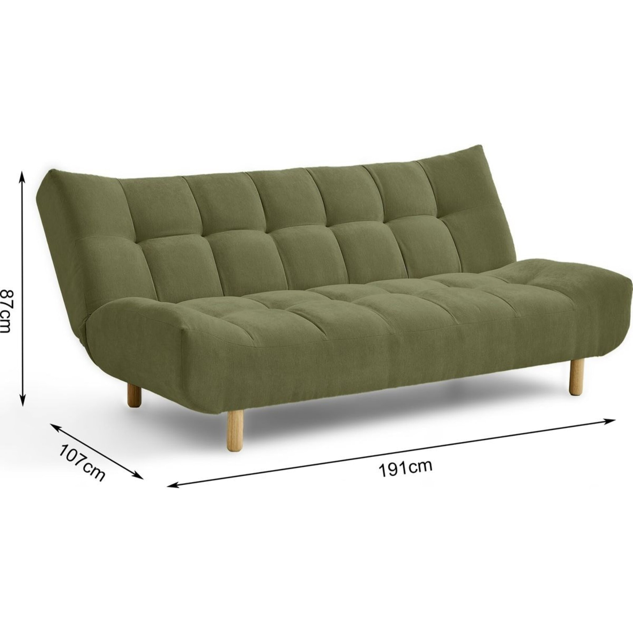Canapé capitonné convertible 3 places en tissu chenille - BUMPY