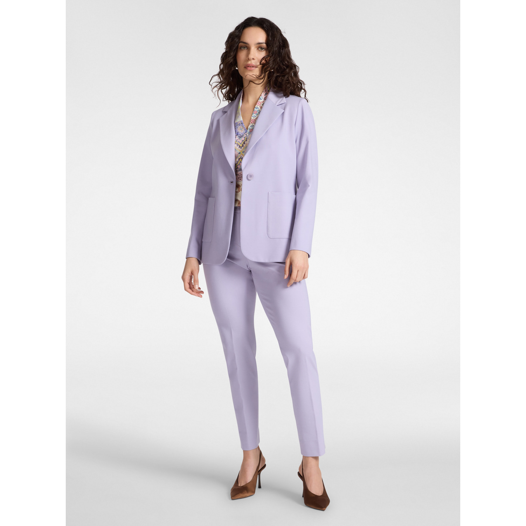 Elena Mirò - Blazer de un botón en punto Milano - Violeta