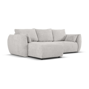 Canapé d'angle gauche convertible avec coffre de rangement "Matera" 4 places en chenille gris clair