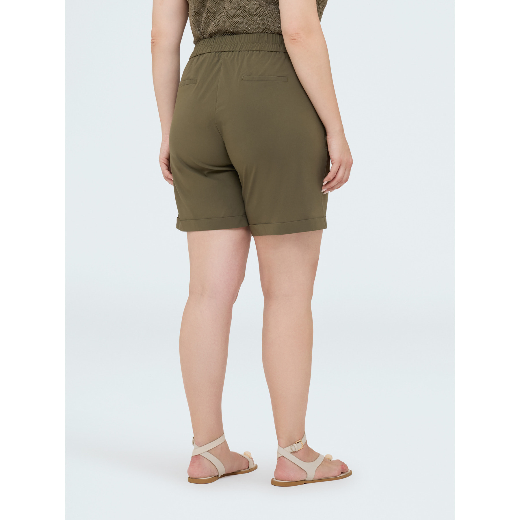 Fiorella Rubino - Pantalones bermuda con cintura elástica - Verde militare