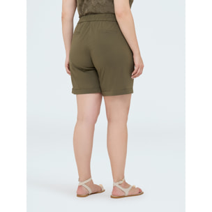 Fiorella Rubino - Pantalones bermuda con cintura elástica - Verde militare