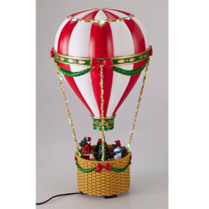 Globo aerostático navideño con papá noel luces led, movimiento y música con adaptador 21,5x21,5x41,5cm