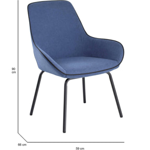 Sedia da ufficio Mackay, Sedute sala da attesa per ufficio, Seduta ergonomica da attesa, 66x59h90 cm, Blu