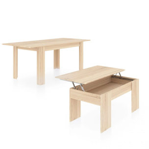 Pack mesa de comedor 140 y mesa de centro Vita Roble Canadian