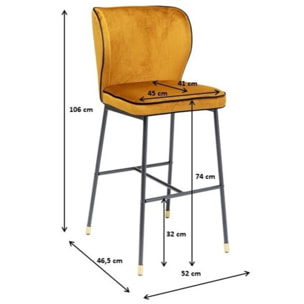 Tabouret de bar Irina velours ocre Kare Design