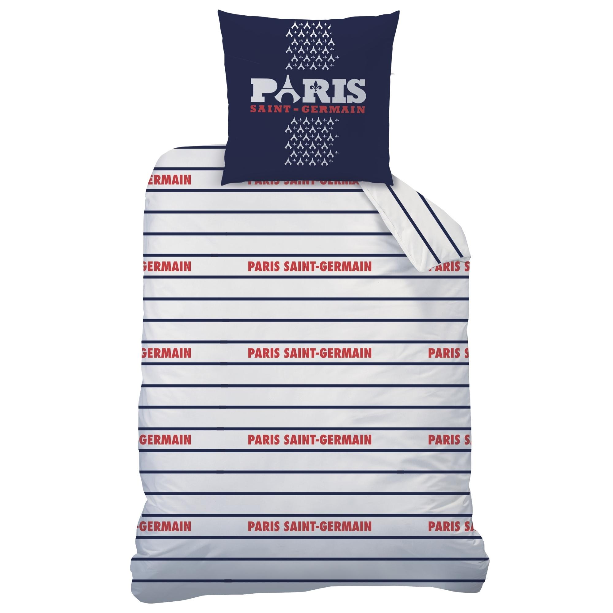 Parure de lit imprimée 100% coton, PSG LOGO