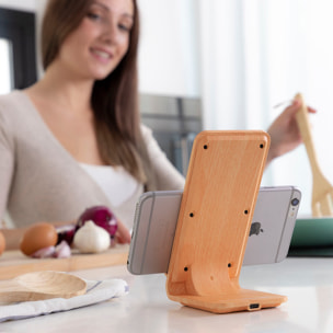 Caricabatterie Senza Fili Effetto Legno con Supporto Qistan InnovaGoods