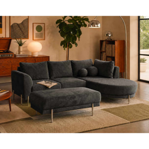 Gabin - pouf en velours texturé - Gris