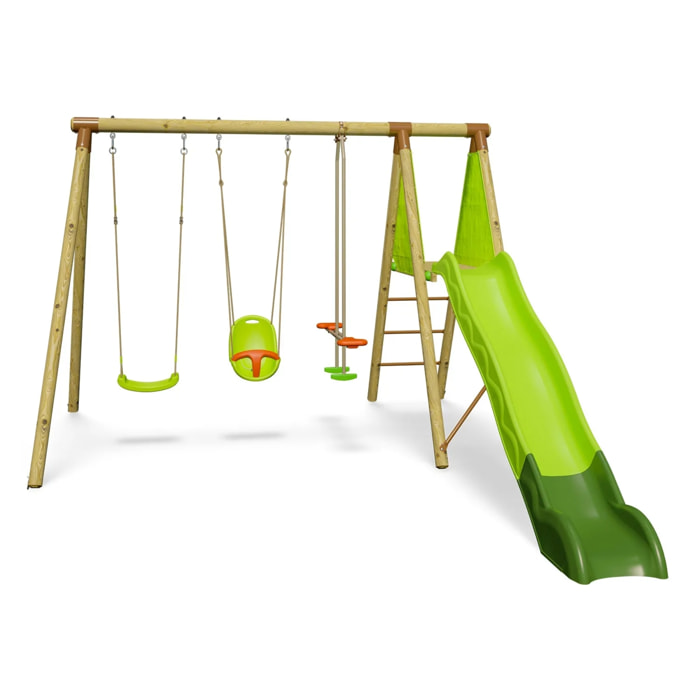 Balançoire en bois 2,30 m Topwood OLVI - 6 enfants