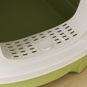 Maison de toilette pour chat - avec porte translucide, pelle, 2 sacs de désodorisation - 2 options entrée et sortie - vert