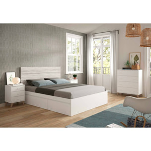 Testiera letto Wallis, Spalliera, Testata per camera da letto, Poggiatesta, 160x3 h60 cm, Bianco e Bianco anticato