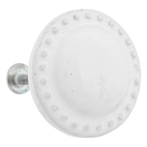 Boutons de meuble x2 "Barbara" en céramique & métal D4cm blanc