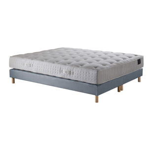 Ensemble Pulsar - Matelas ressorts ensachés Mémoire de forme - Sommier Bleu Ciel