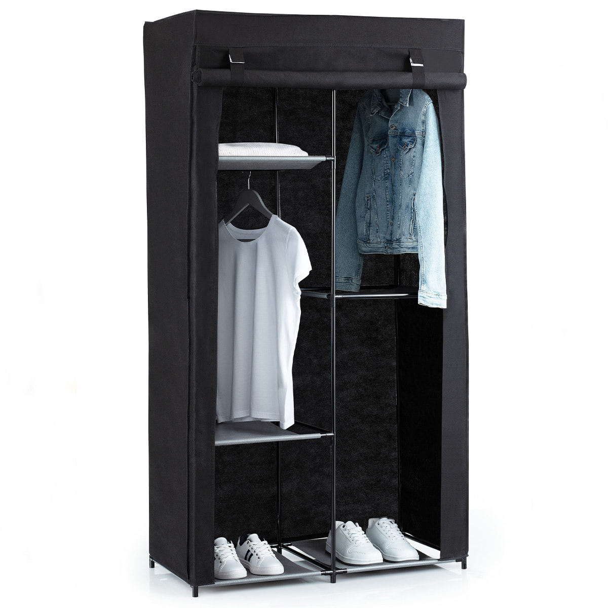 Armoire penderie modulable tissu noir