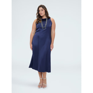 Fiorella Rubino - Vestito lungo smanicato in raso di viscosa - Blu