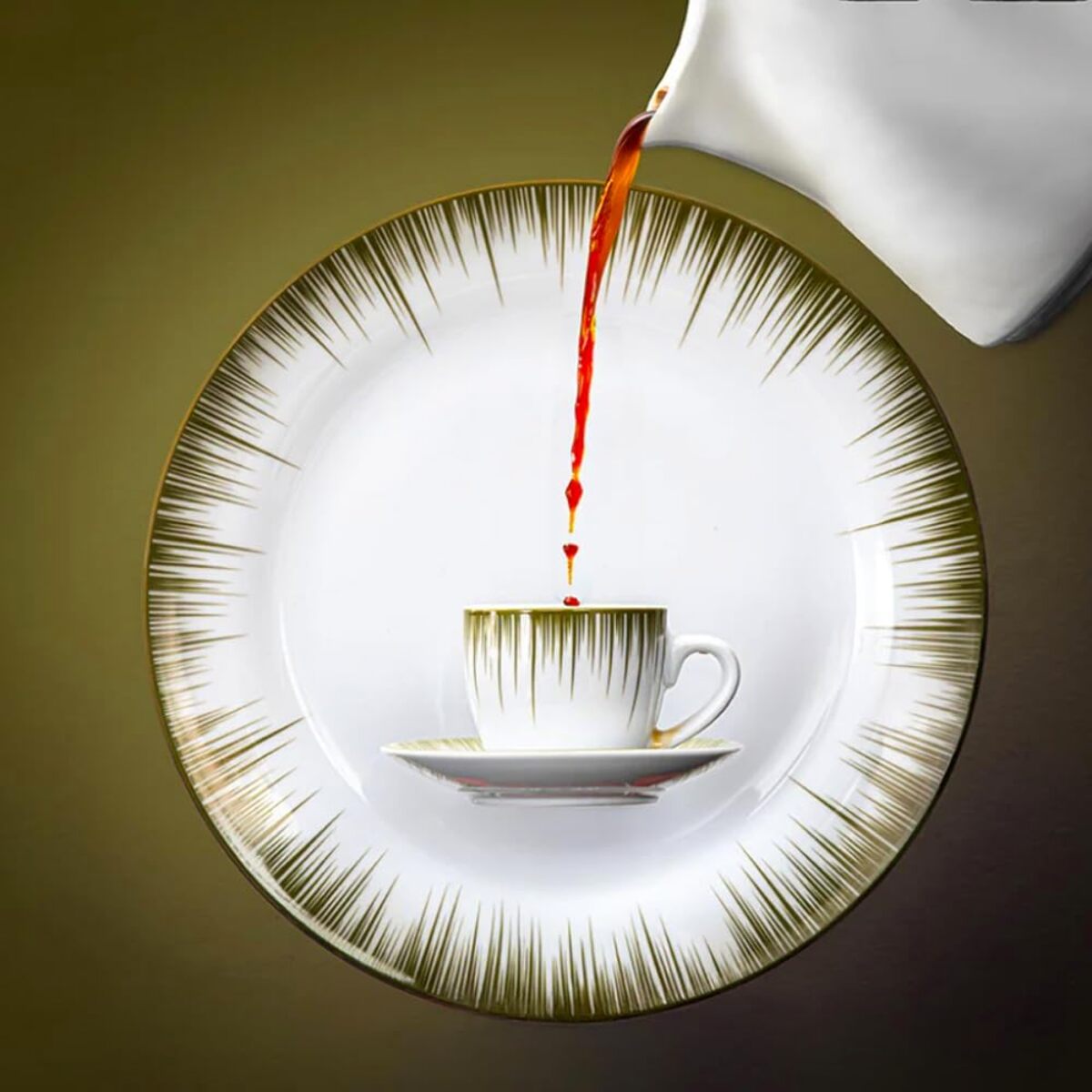 Set 6 tazzine da caffè Raggi con piattini in porcellana