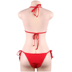 Bikini con volantes multicapa rojo