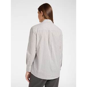 Elena Mirò - Camicia a righe con ricamo a mano - Nero